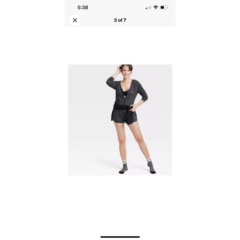 Colsie V-Neck Pajama Romper -Black Sparkle metallic Women's M NWT - Picture 13 of 14